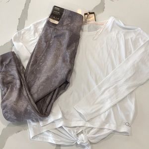 New Calia Python Capri Leggings & Back Tie Shirt-S